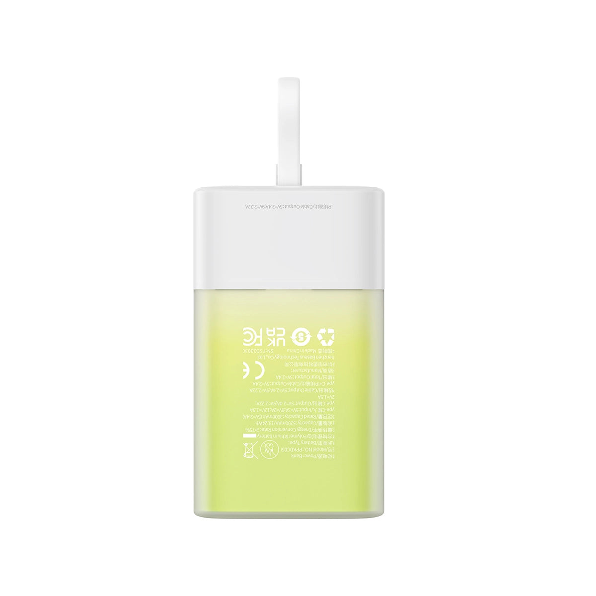 Baseus Popsicle 5200mAh 20W Powerbank with Built-in Lightning Cable (+ White Baseus Simple USB-C - USB-C 60W/20V/3A/30cm Cable) - White-Green_3