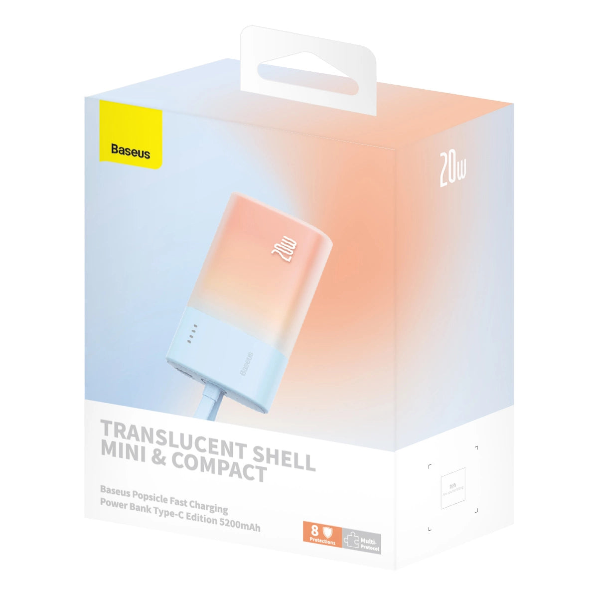Baseus Popsicle 5200mAh 20W Powerbank with Built-in Lightning Cable (+ White Baseus Simple USB-C - USB-C 60W/20V/3A/30cm Cable) - Blue-Orange_10