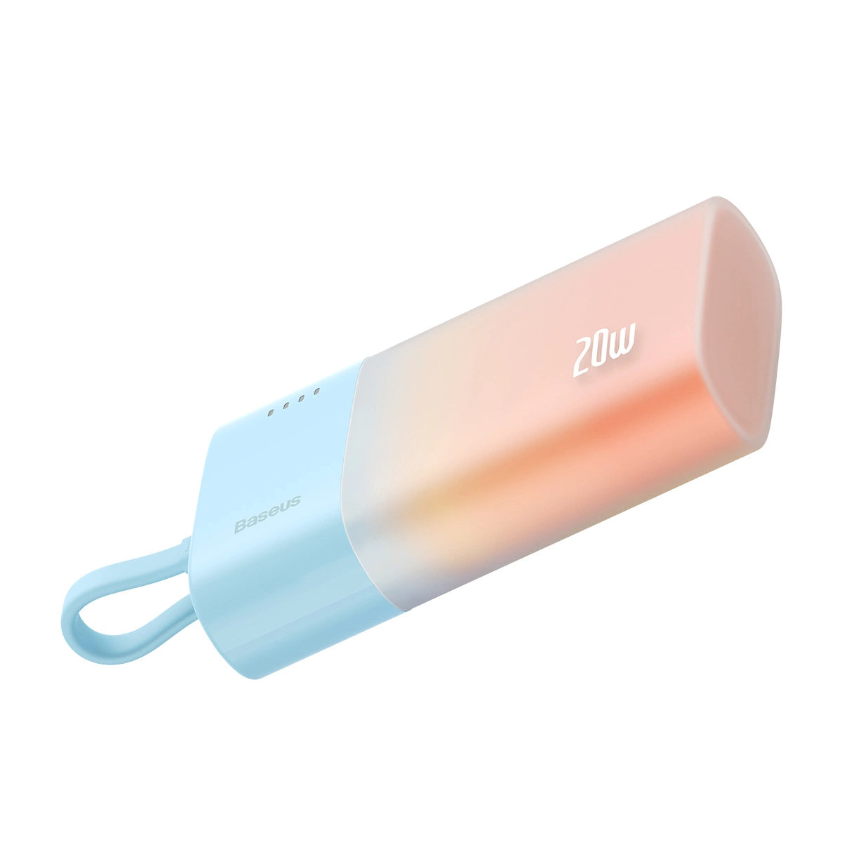 Baseus Popsicle 5200mAh 20W Powerbank with Built-in Lightning Cable (+ White Baseus Simple USB-C - USB-C 60W/20V/3A/30cm Cable) - Blue-Orange_1