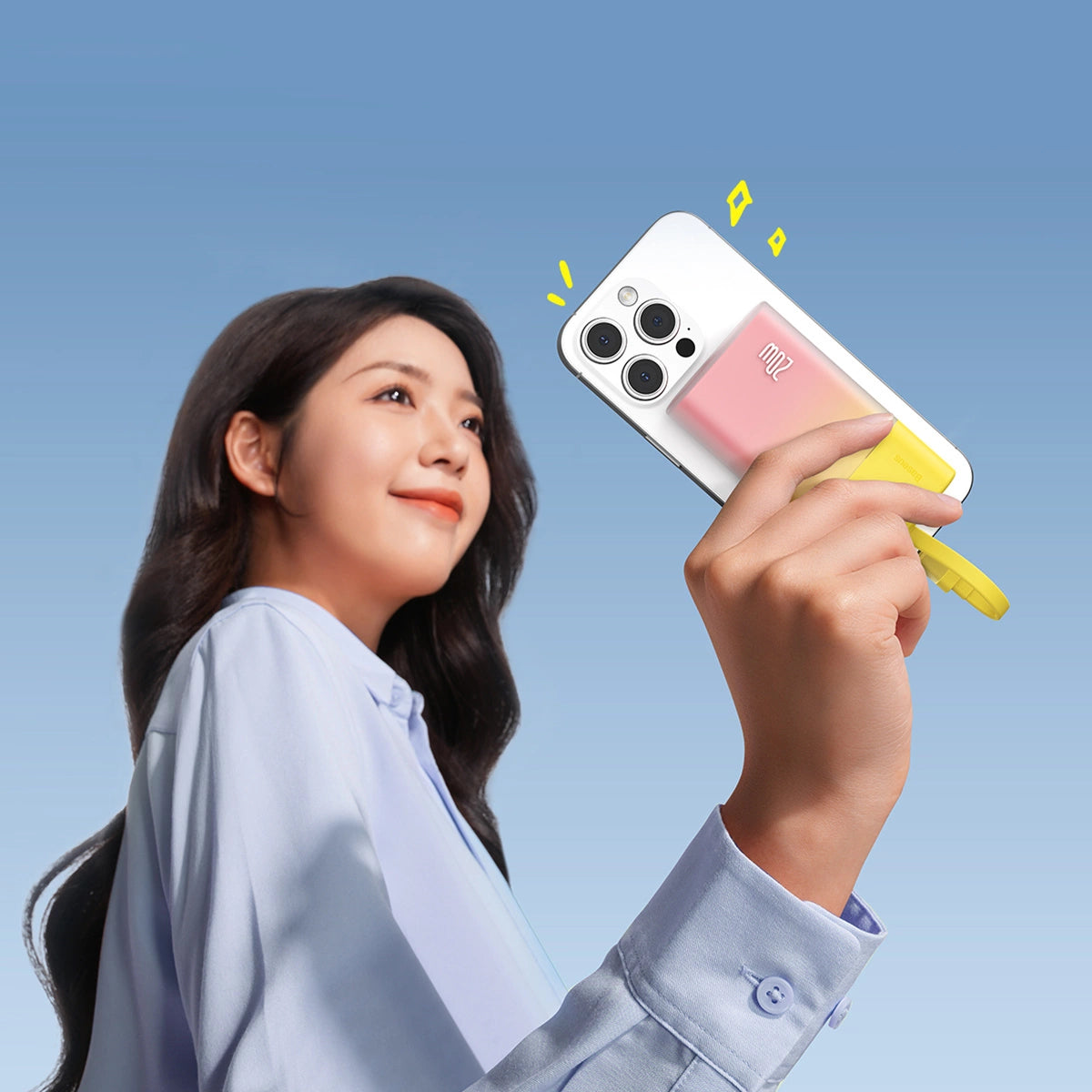 Baseus Popsicle 5200mAh 20W Powerbank with Built-in Lightning Cable (+ White Baseus Simple USB-C - USB-C 60W/20V/3A/30cm Cable) - Yellow-Pink_7