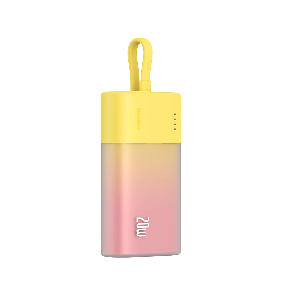 Baseus Popsicle 5200mAh 20W Powerbank with Built-in Lightning Cable (+ White Baseus Simple USB-C - USB-C 60W/20V/3A/30cm Cable) - Yellow-Pink_1