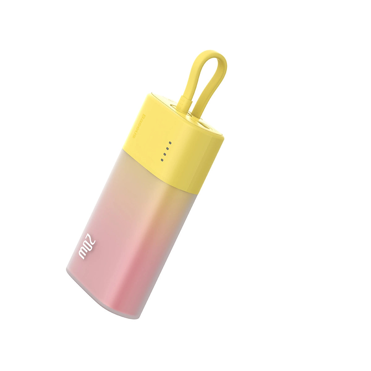 Baseus Popsicle 5200mAh 20W Powerbank with Built-in Lightning Cable (+ White Baseus Simple USB-C - USB-C 60W/20V/3A/30cm Cable) - Yellow-Pink_2