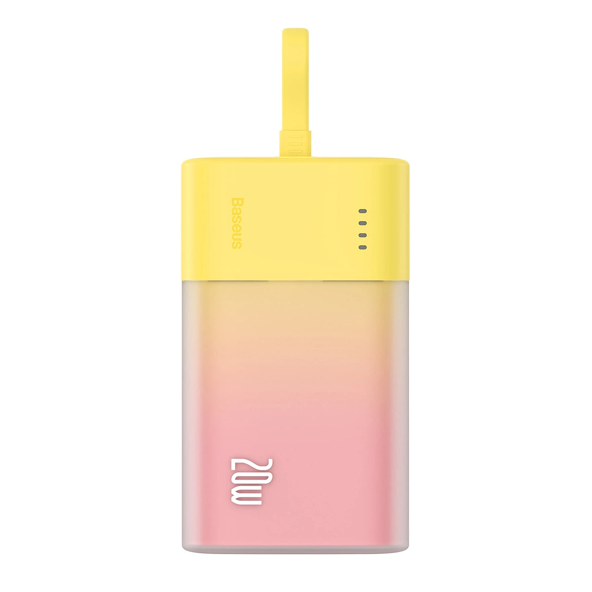 Baseus Popsicle 5200mAh 20W Powerbank with Built-in Lightning Cable (+ White Baseus Simple USB-C - USB-C 60W/20V/3A/30cm Cable) - Yellow-Pink_0