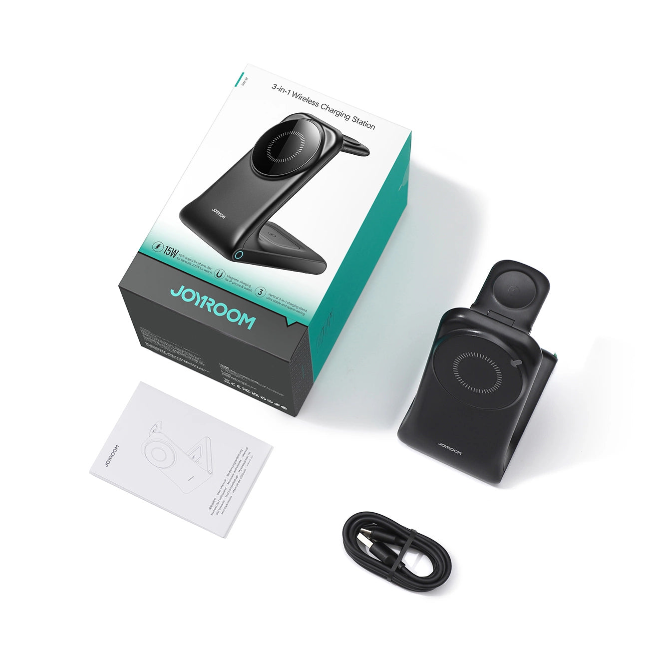 Joyroom JR-W15 Wireless Charger 3 in 1 Charging Station with MagSafe - Black_2