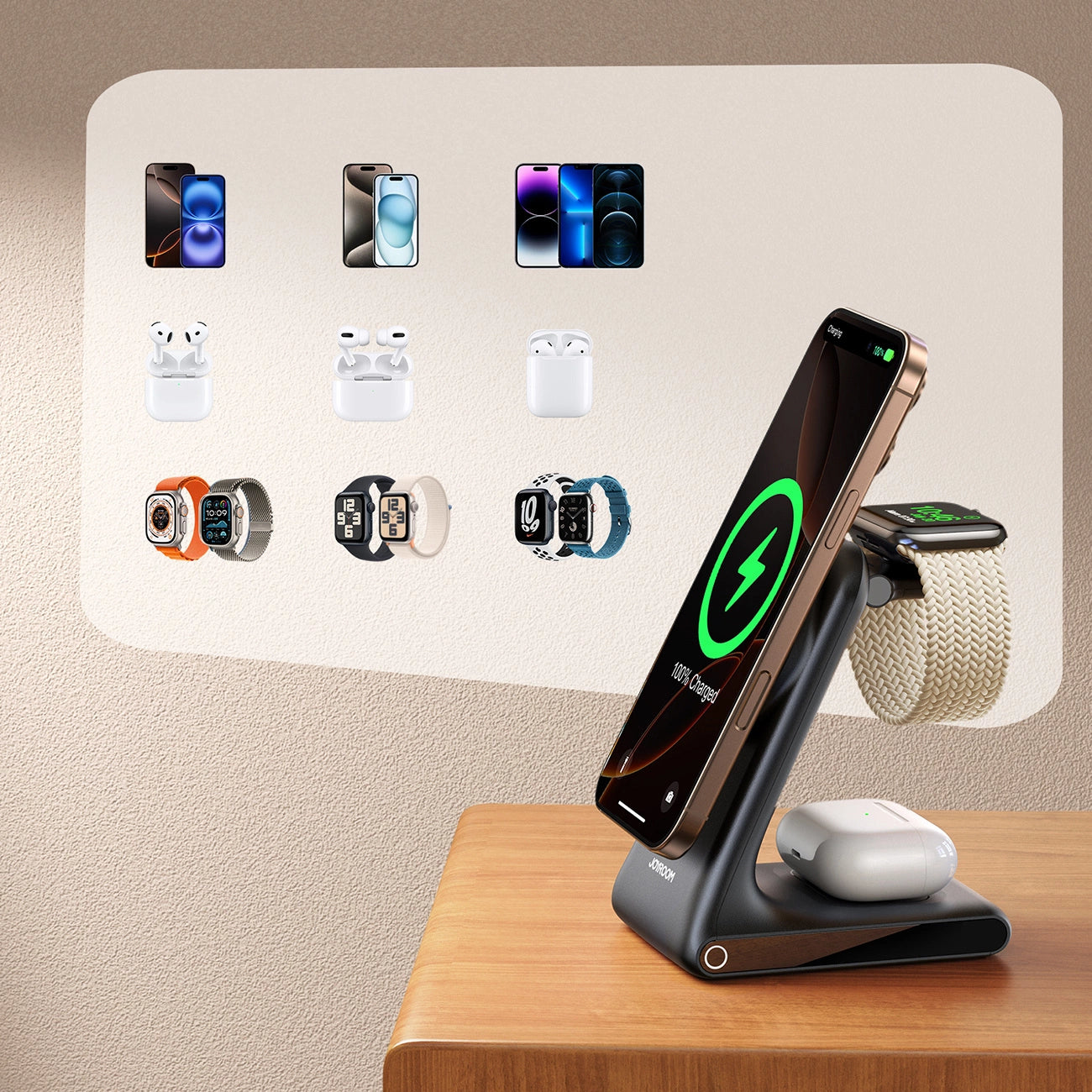Joyroom JR-W15 Wireless Charger 3 in 1 Charging Station with MagSafe - Black_6