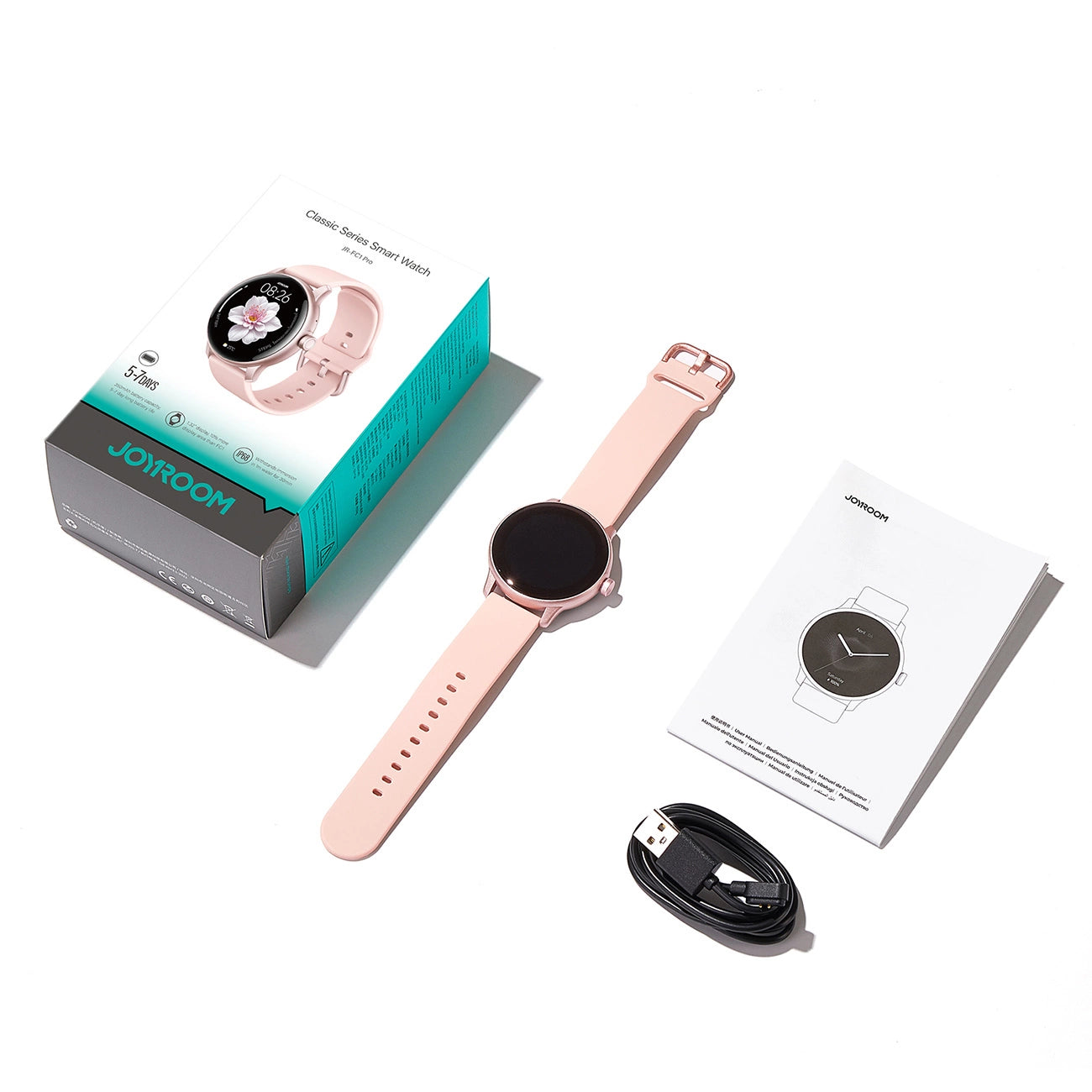Joyroom Classis Series JR-FC1 Smartwatch with Call Answering Function / IP68 Protection - Pink_4