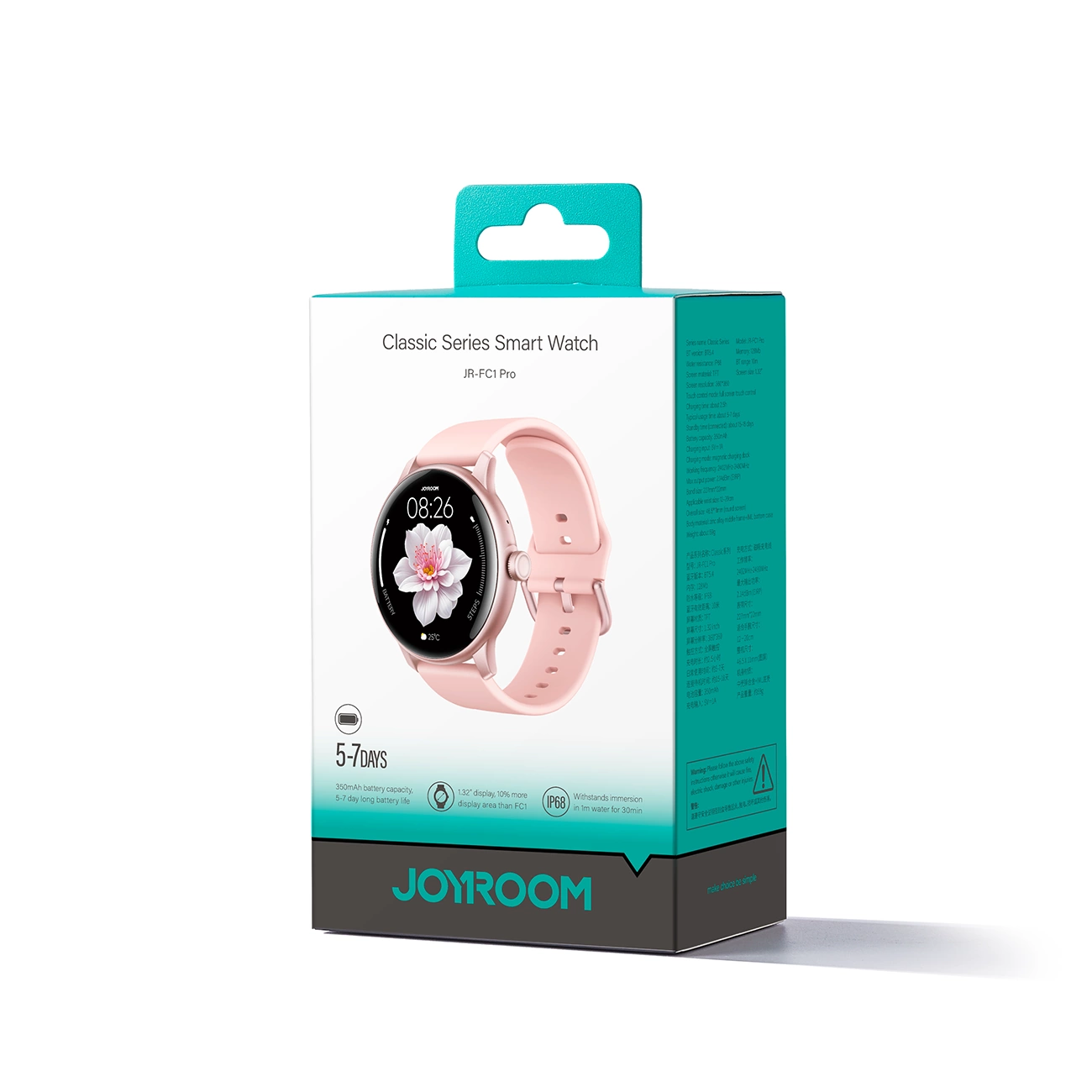 Joyroom Classis Series JR-FC1 Smartwatch with Call Answering Function / IP68 Protection - Pink_6