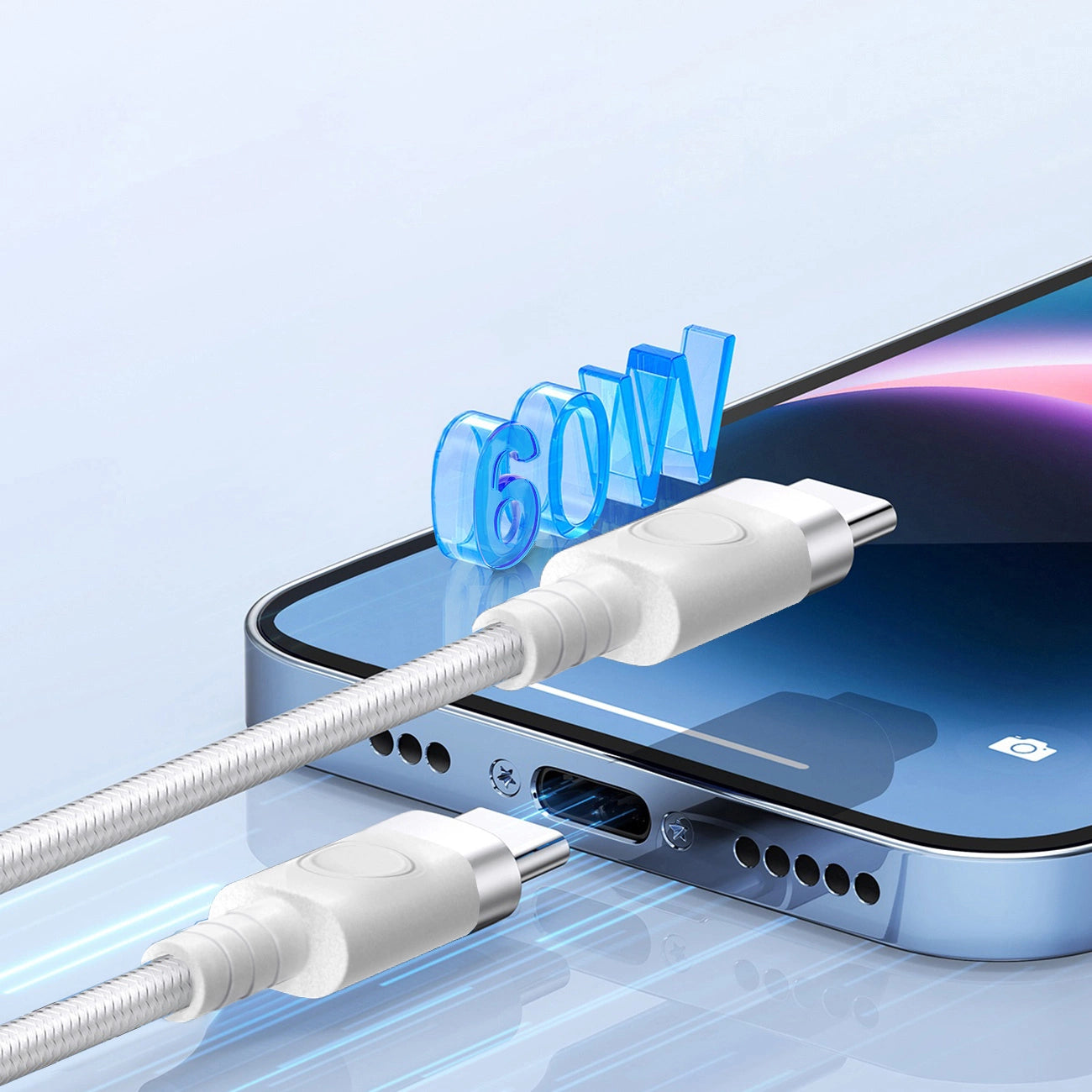 Orico CDX 60W 3A Power Delivery USB-C - USB-C 1m Cable - White_1
