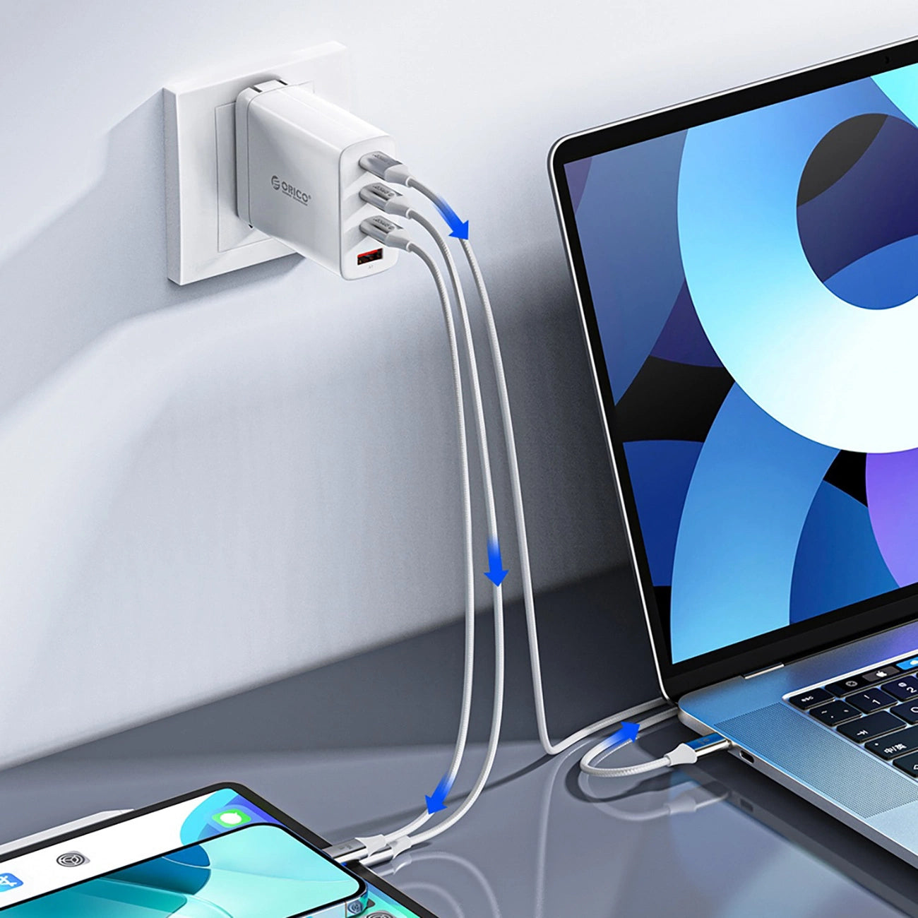 Orico CDX 60W 3A Power Delivery USB-C - USB-C 1m Cable - White_4
