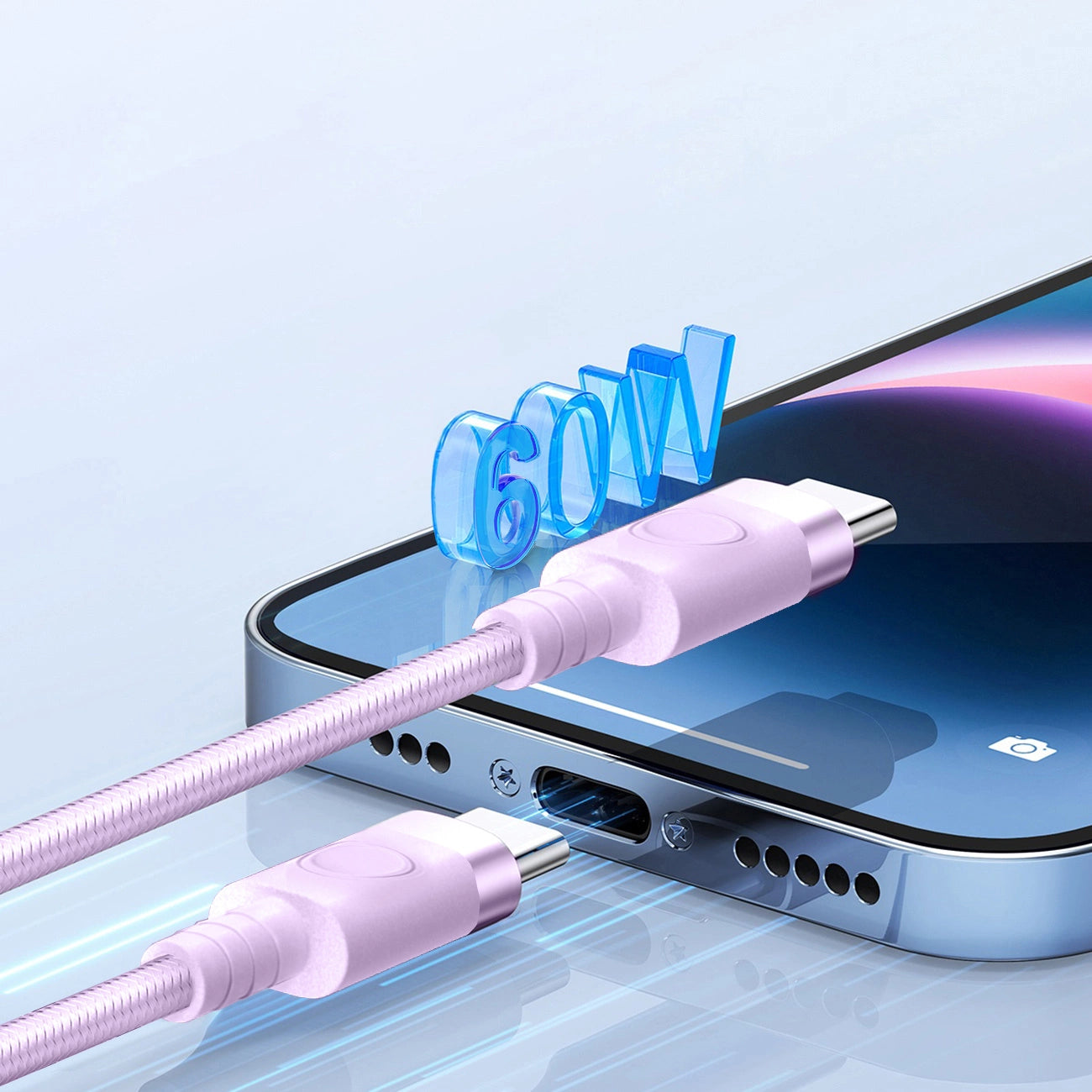 Orico CDX 60W 3A Power Delivery USB-C - USB-C 1m Cable - Purple_3