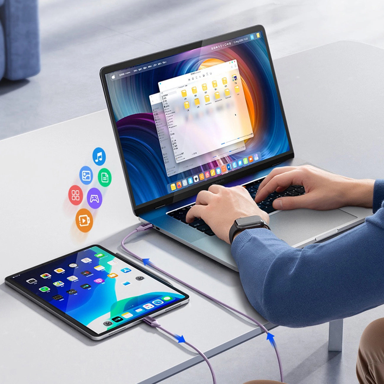Orico CDX 60W 3A Power Delivery USB-C - USB-C 1m Cable - Purple_4