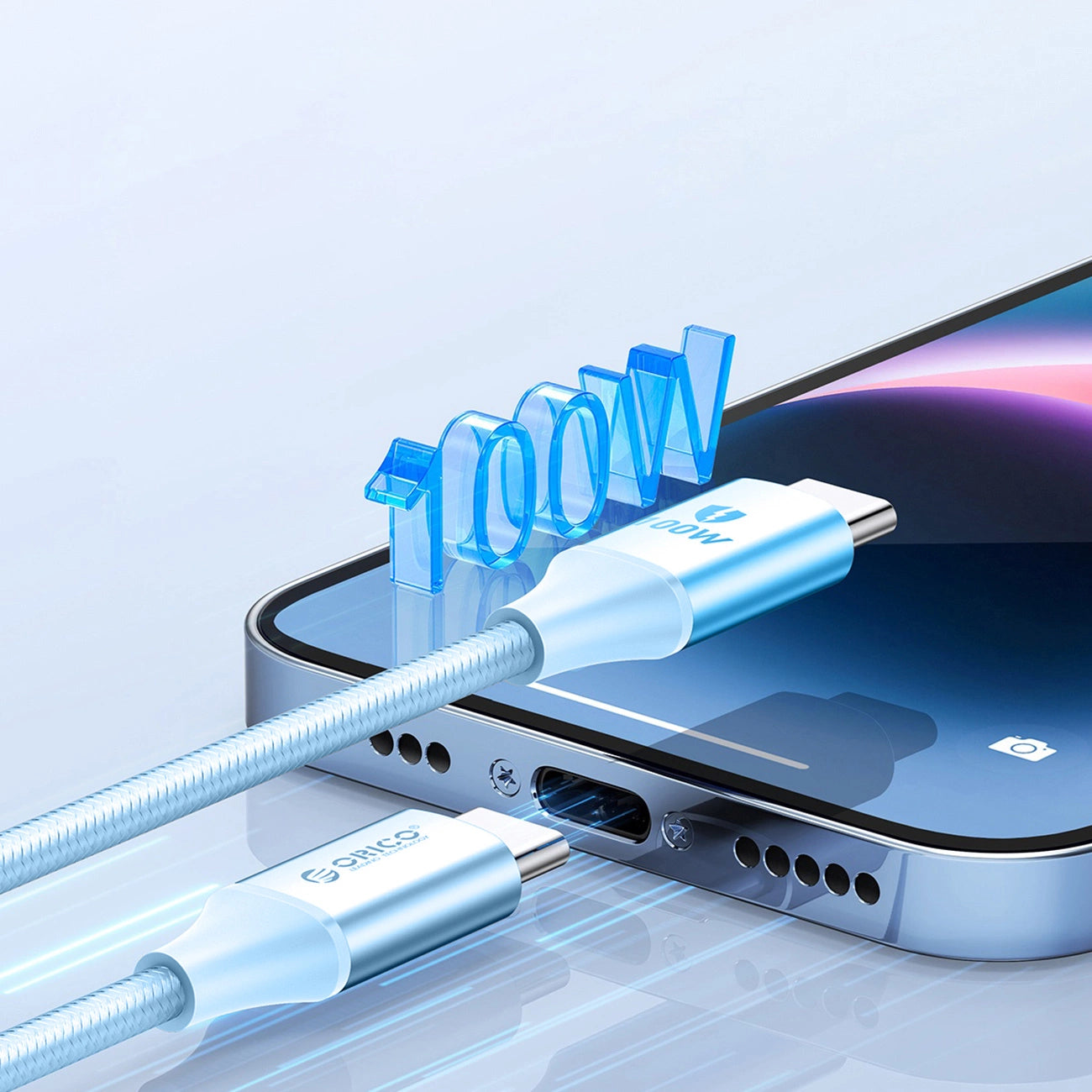 Orico CDX 100W 5A Power Delivery USB-C - USB-C cable 1m - blue_2