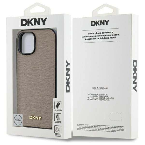 Etui DKNY Grained Metal Logo MagSafe na iPhone 15 - beżowe_7