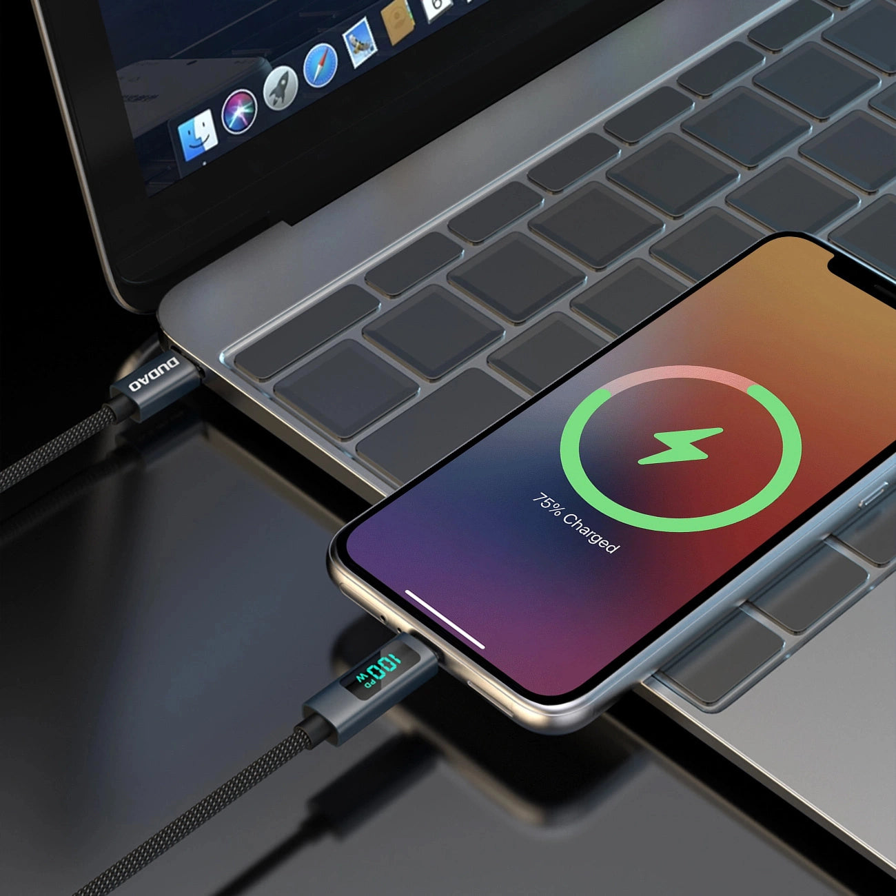 Dudao L7C USB-C - USB-C 100W Cable with LED Display 1m - Black_4