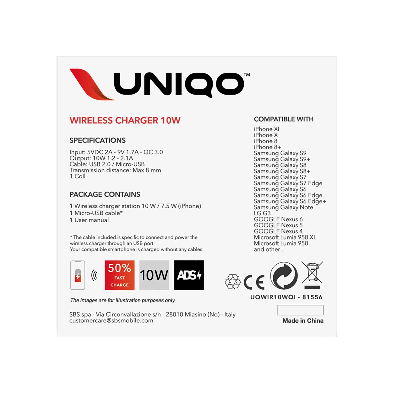 SBS UQWIR10WQI 10W Quick Charge 3.0 Wireless Charger - Black_2