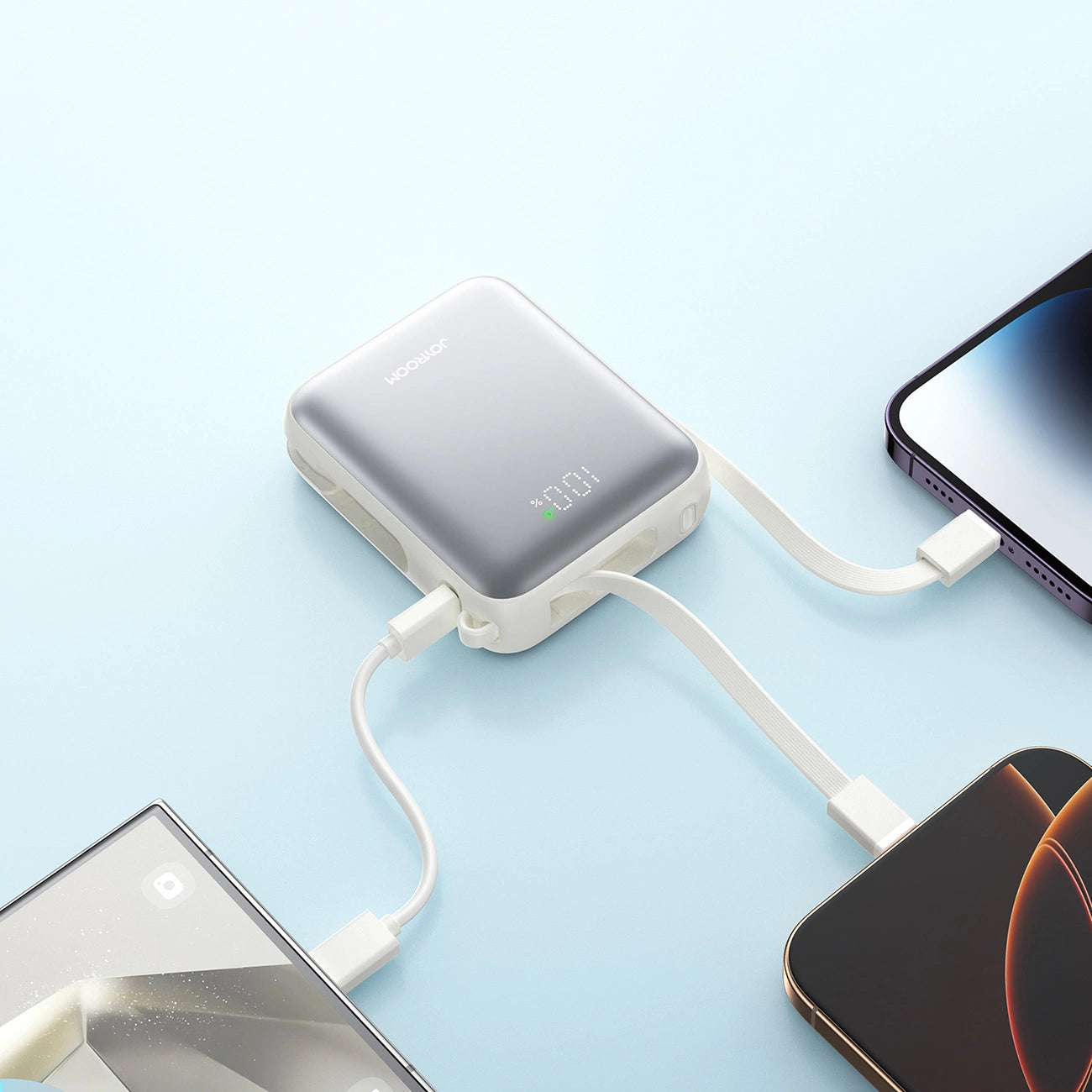 Joyroom JR-PBF27 10000mAh 22.5W Powerbank with Built-in USB-C and Lightning Cables - White_10