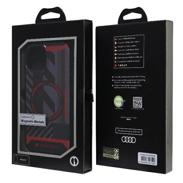 Audi IML Sport MagSafe Case iPhone 15 / 14 / 13 6.1" black/black hardcase AU-IMLMIP15-RSQ/D2-BK_6