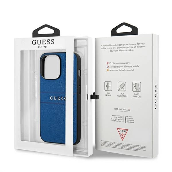 Guess Saffiano Strap Case for iPhone 13 Pro Max 6.7" - Blue_7