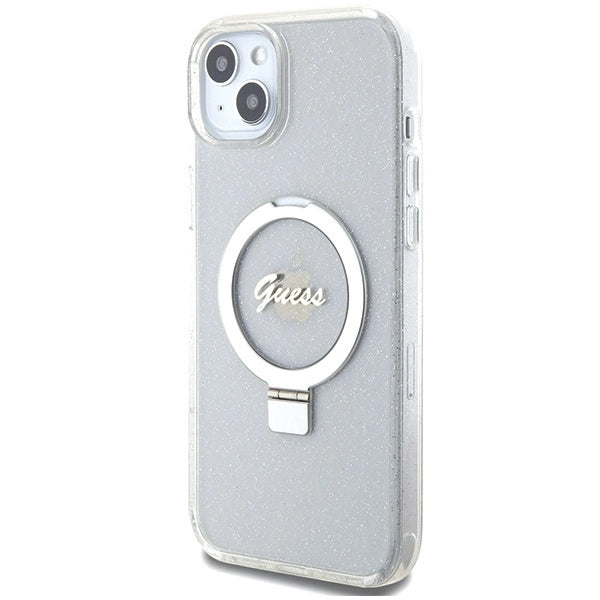 Guess GUHMP15MHRSGSD iPhone 15 Plus / 14 Plus 6.7" transparent/transparent hardcase Ring Stand Script Glitter MagSafe_1