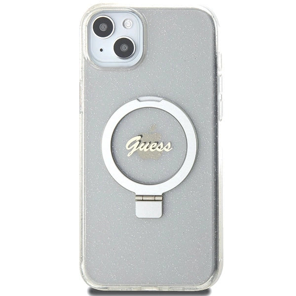 Guess GUHMP15MHRSGSD iPhone 15 Plus / 14 Plus 6.7" transparent/transparent hardcase Ring Stand Script Glitter MagSafe_2
