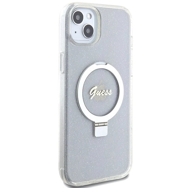Guess GUHMP15MHRSGSD iPhone 15 Plus / 14 Plus 6.7" transparent/transparent hardcase Ring Stand Script Glitter MagSafe_3