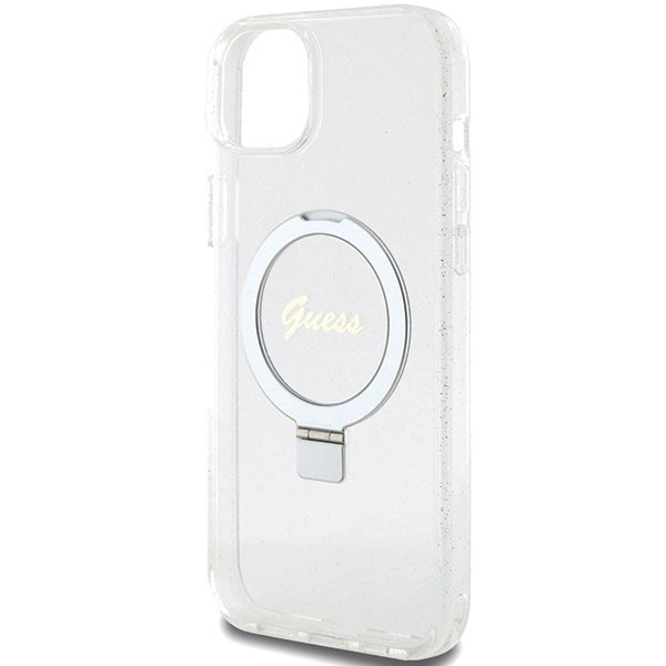 Guess GUHMP15MHRSGSD iPhone 15 Plus / 14 Plus 6.7" transparent/transparent hardcase Ring Stand Script Glitter MagSafe_5