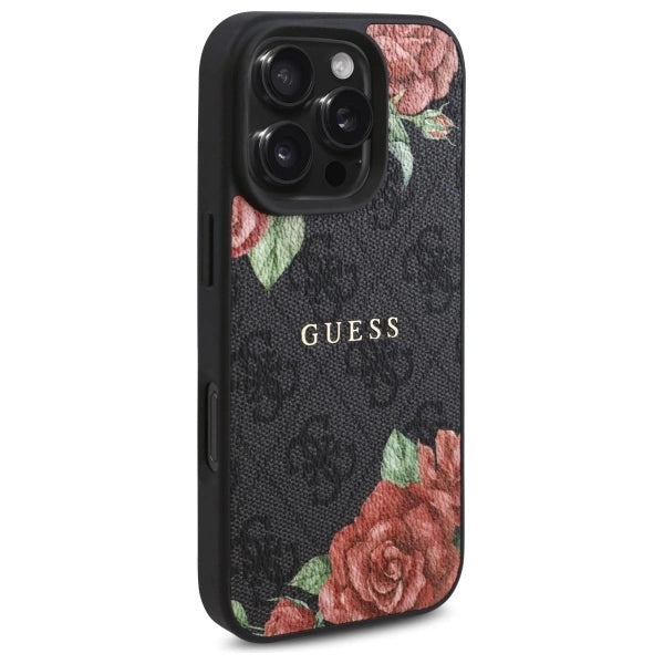 Guess GUHMP16LP4ROPEMCK iPhone 16 Pro 6.3" black/black hardcase 4G Flowers Print MagSafe_3