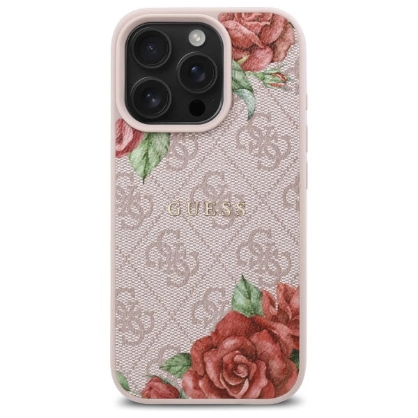 Guess GUHMP16LP4ROPEMCP iPhone 16 Pro 6.3" pink/pink hardcase 4G Flowers Print MagSafe_2