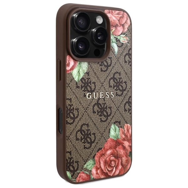 Guess GUHMP16LP4ROPEMCW iPhone 16 Pro 6.3" brown/brown hardcase 4G Flowers Print MagSafe_3