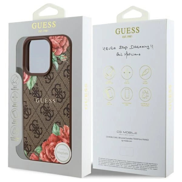 Guess GUHMP16LP4ROPEMCW iPhone 16 Pro 6.3" brown/brown hardcase 4G Flowers Print MagSafe_7