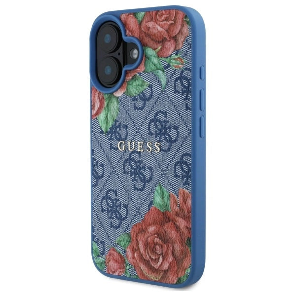 Guess GUHMP16SP4ROPEMCB iPhone 16 6.1" blue/blue hardcase 4G Flowers Print MagSafe_1
