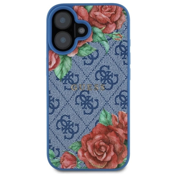 Guess GUHMP16SP4ROPEMCB iPhone 16 6.1" blue/blue hardcase 4G Flowers Print MagSafe_2