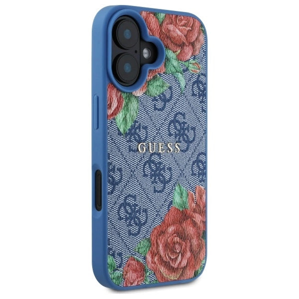 Guess GUHMP16SP4ROPEMCB iPhone 16 6.1" blue/blue hardcase 4G Flowers Print MagSafe_3