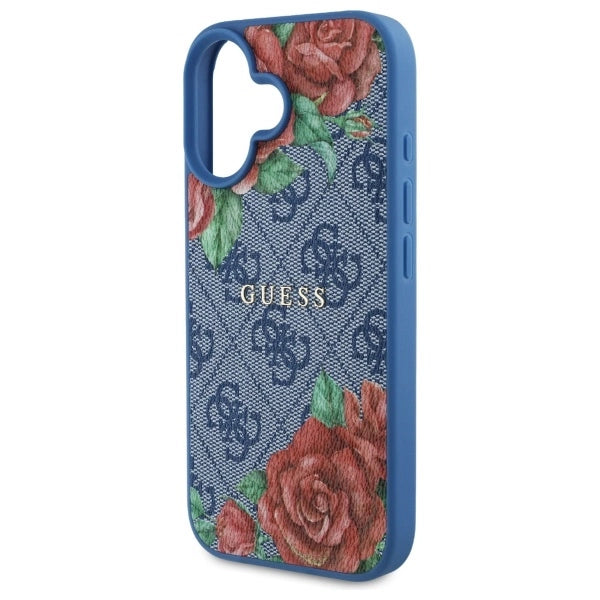 Guess GUHMP16SP4ROPEMCB iPhone 16 6.1" blue/blue hardcase 4G Flowers Print MagSafe_5