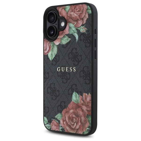 Guess GUHMP16SP4ROPEMCK iPhone 16 6.1" black/black hardcase 4G Flowers Print MagSafe_1