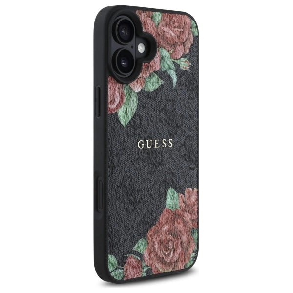 Guess GUHMP16SP4ROPEMCK iPhone 16 6.1" black/black hardcase 4G Flowers Print MagSafe_3