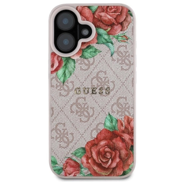 Guess GUHMP16SP4ROPEMCP iPhone 16 6.1" pink/pink hardcase 4G Flowers Print MagSafe_2
