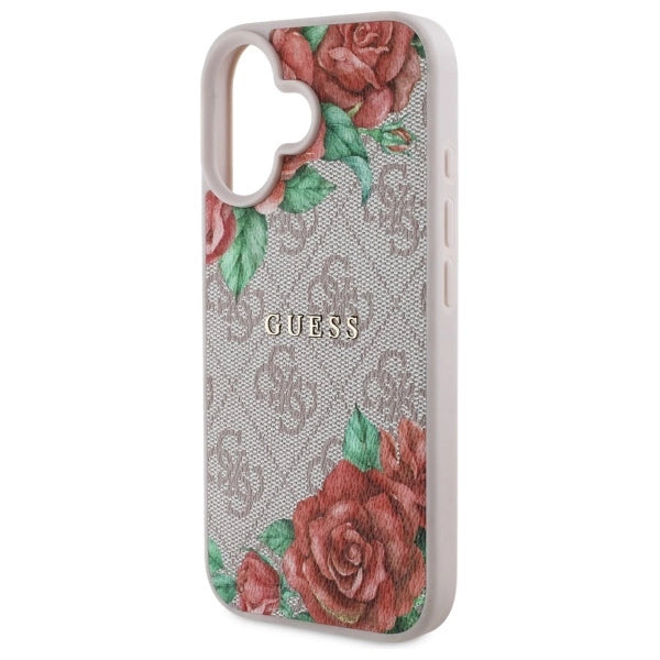 Guess GUHMP16SP4ROPEMCP iPhone 16 6.1" pink/pink hardcase 4G Flowers Print MagSafe_5