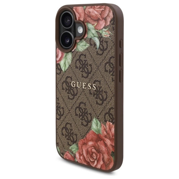 Guess GUHMP16SP4ROPEMCW iPhone 16 6.1" brown/brown hardcase 4G Flowers Print MagSafe_1