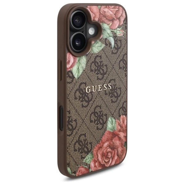 Guess GUHMP16SP4ROPEMCW iPhone 16 6.1" brown/brown hardcase 4G Flowers Print MagSafe_3