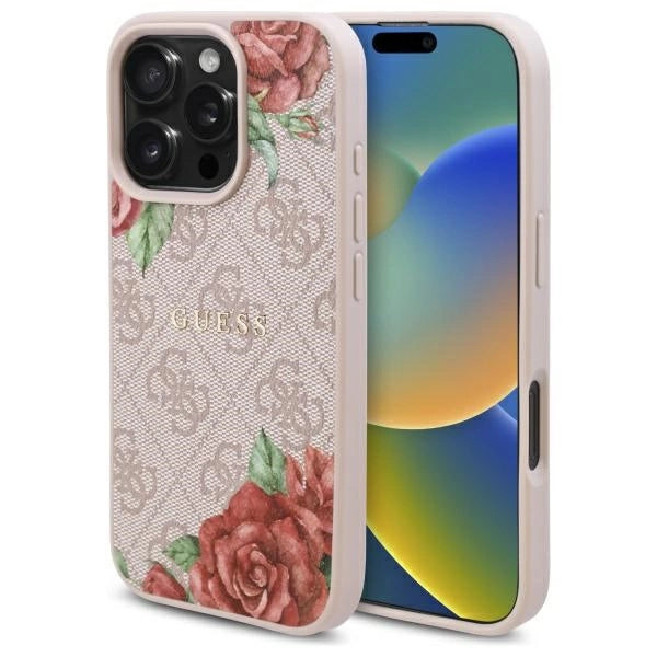 Guess GUHMP16XP4ROPEMCP iPhone 16 Pro Max 6.9" pink/pink hardcase 4G Flowers Print MagSafe_0