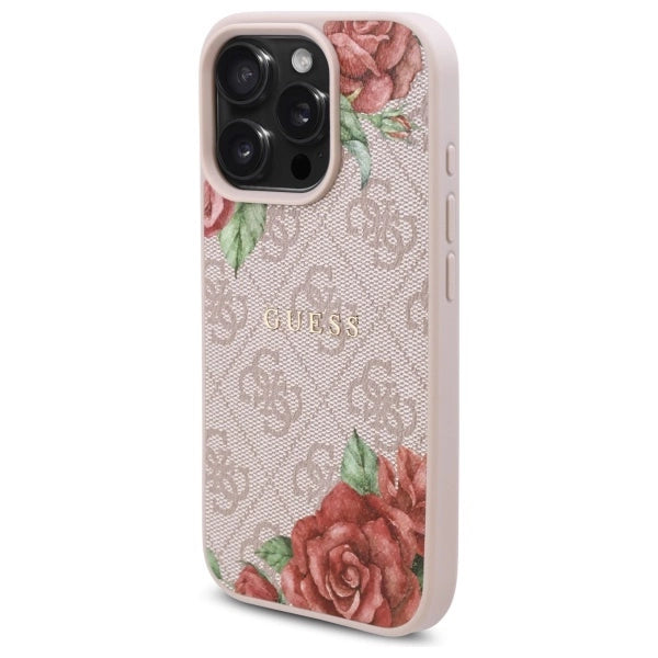 Guess GUHMP16XP4ROPEMCP iPhone 16 Pro Max 6.9" pink/pink hardcase 4G Flowers Print MagSafe_1