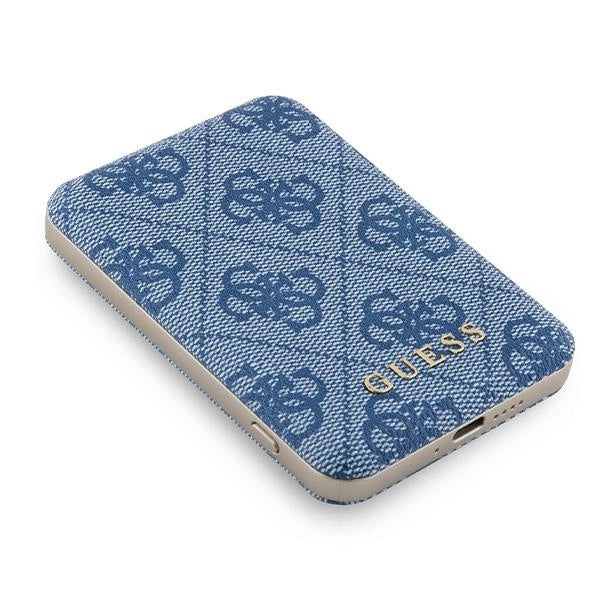 Guess Powerbank inductive 15W GUPB5FP4EMGB 5000mAh blue/blue 4G Leather Metal Logo MagSafe_2
