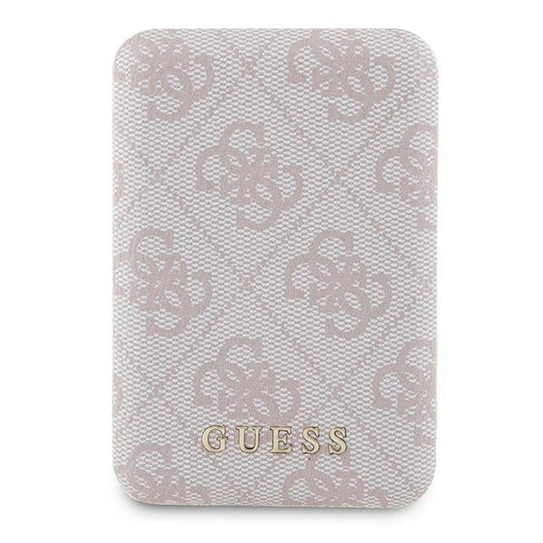 Guess Powerbank inductive 15W GUPB5FP4EMGP 5000mAh pink/pink 4G Leather Metal Logo MagSafe_0
