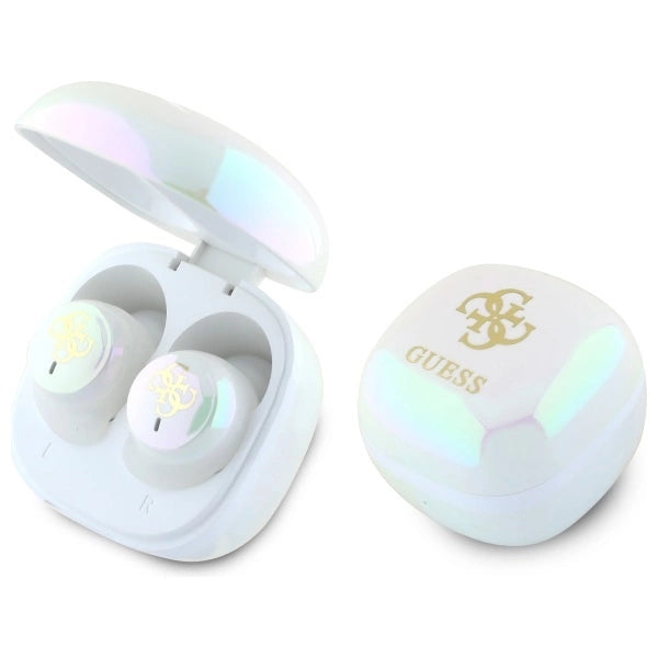 Guess Bluetooth headphones GUTWSJ144ESH TWS + docking station white/white Iridescent 4G Printed Logo_1