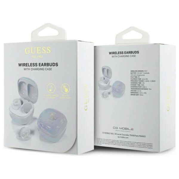 Guess Bluetooth headphones GUTWSJ144ESH TWS + docking station white/white Iridescent 4G Printed Logo_6