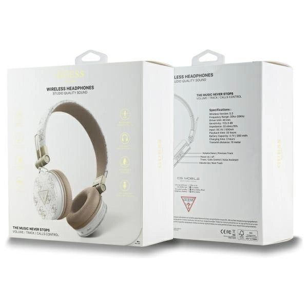 Guess Bluetooth ENC GUBH70E4PTMH on-ear headphones white 4G Triangle Round Shape_3