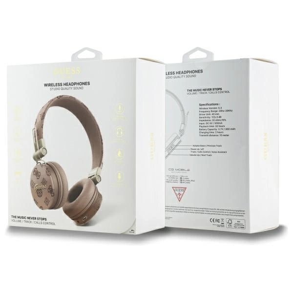 Guess Bluetooth ENC GUBH70EPOSMW Brown/Brown Peony Script Round Shape Headphones_3
