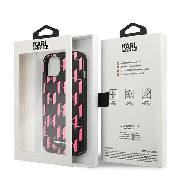 Karl Lagerfeld Monogram Plaque Case for iPhone 13 / 14 / 15 6.1" - Pink_7