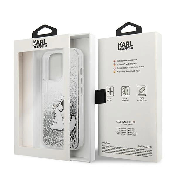 Karl Lagerfeld Liquid Glitter Choupette Fun case for iPhone 13 Pro Max 6.7" - silver_7